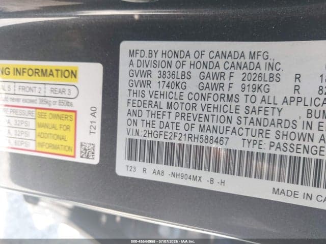 2024 HONDA CIVIC LX 9