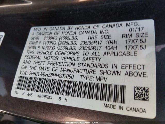 2017 HONDA CR-V LX 9