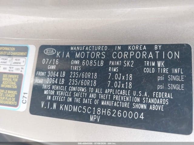2017 KIA SEDONA EX 9