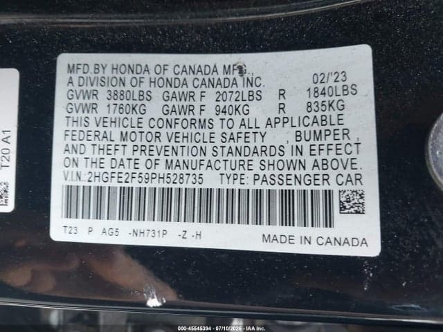 2023 HONDA CIVIC SPORT 9