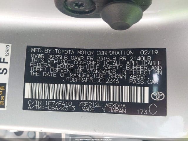 2020 TOYOTA COROLLA L 9