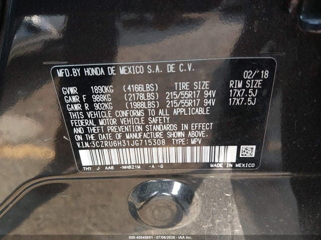 2018 HONDA HR-V LX 9