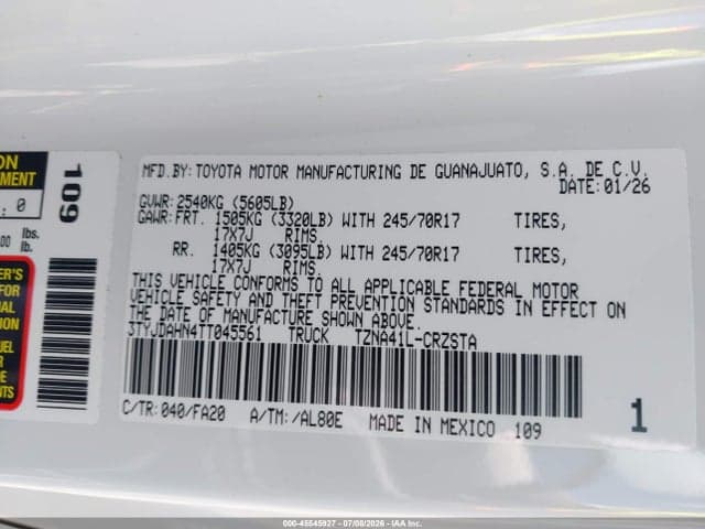 2026 TOYOTA TACOMA SR 9