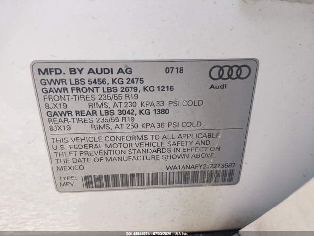 2018 AUDI Q5 2.0T PREMIUM/2.0T TECH PREMIUM 9