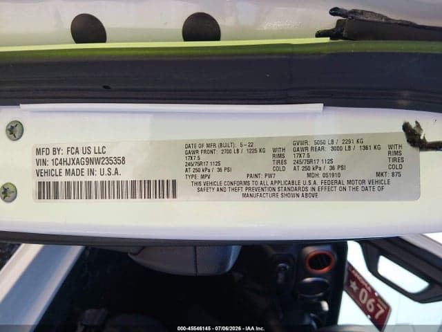 2022 JEEP WRANGLER SPORT 4X4 9