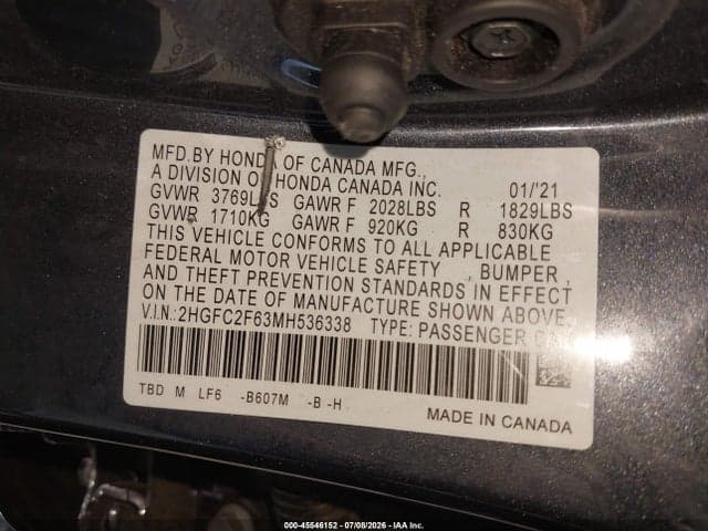 2021 HONDA CIVIC LX 9