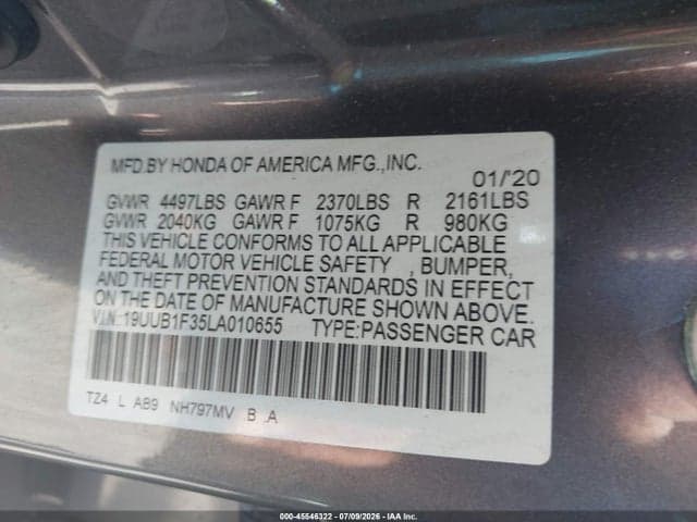 2020 ACURA TLX STANDARD 9