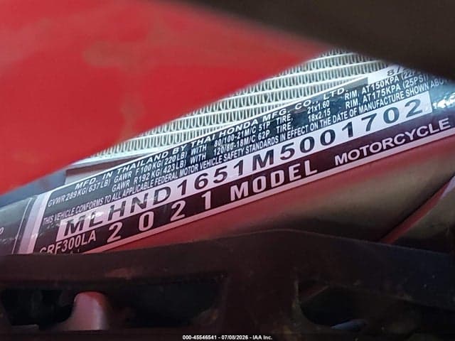 2021 HONDA CRF300 LA 10