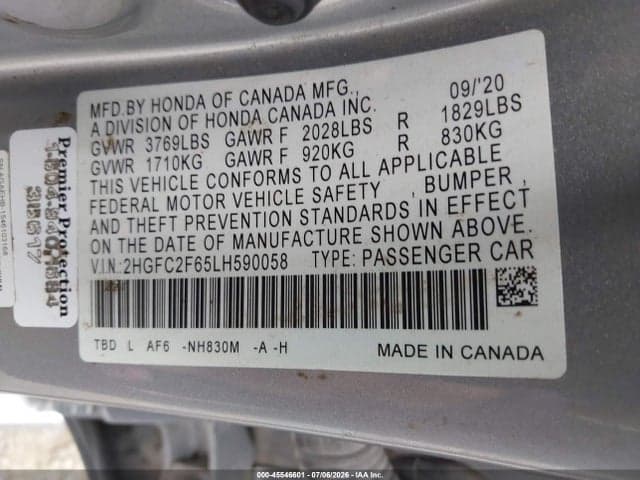 2020 HONDA CIVIC LX 9