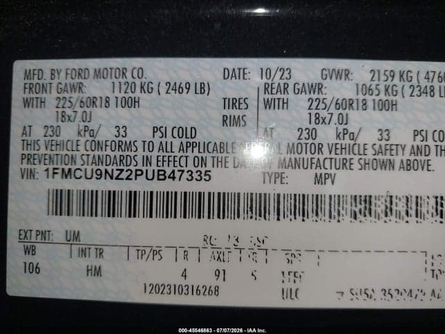 2023 FORD ESCAPE ST-LINE SELECT 9