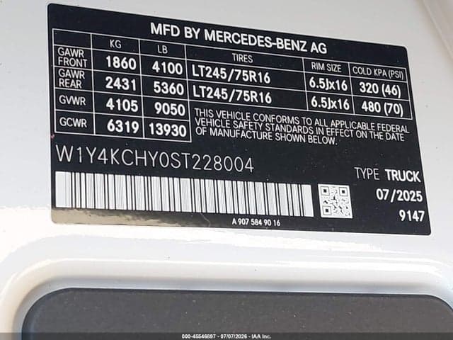 2025 MERCEDES-BENZ SPRINTER 2500 HIGH ROOF 4-CYL DIESEL 9
