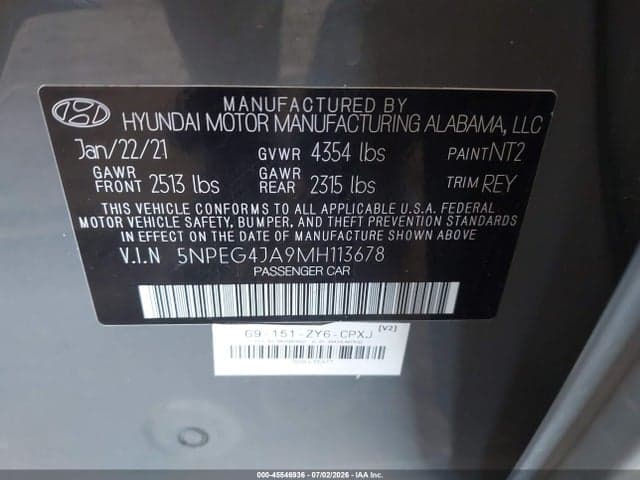2021 HYUNDAI SONATA SE 9