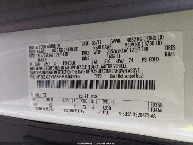 2017 FORD TRANSIT-350 XL/XLT 9