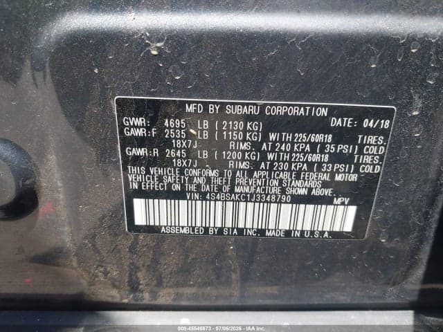 2018 SUBARU OUTBACK 2.5I LIMITED 9