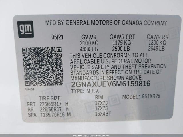 2021 CHEVROLET EQUINOX AWD LT 9
