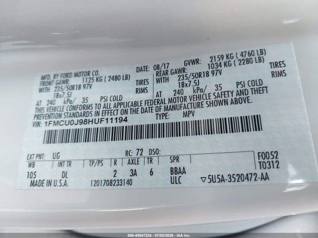 2017 FORD ESCAPE TITANIUM 9