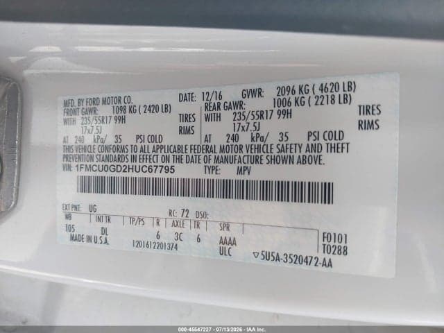 2017 FORD ESCAPE SE 9