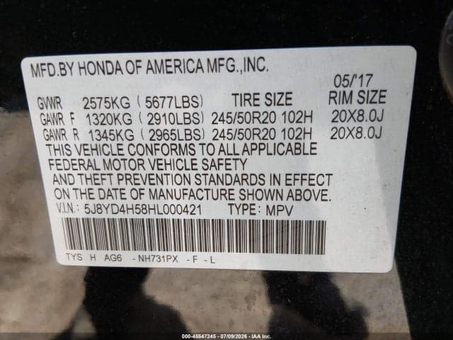 2017 ACURA MDX TECHNOLOGY PACKAGE 9