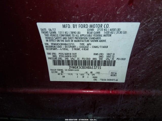 2017 FORD FLEX SEL 9