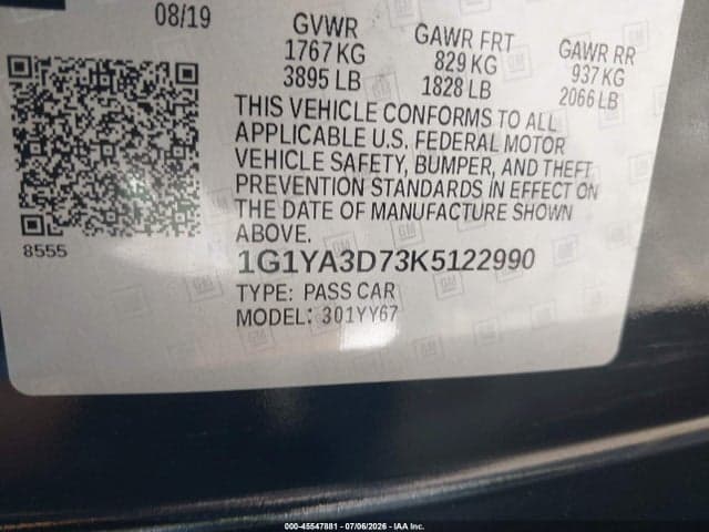 2019 CHEVROLET CORVETTE STINGRAY 9