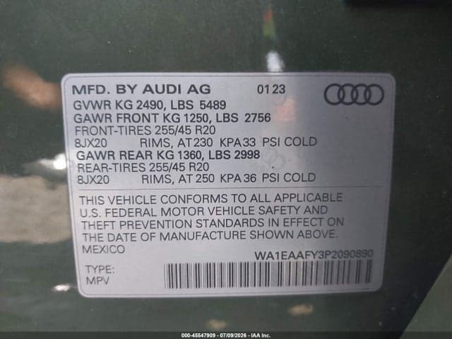 2023 AUDI Q5 PREMIUM PLUS 45 TFSI S LINE QUATTRO 9