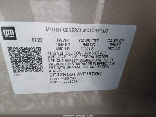 2022 CHEVROLET MALIBU FWD LS 9