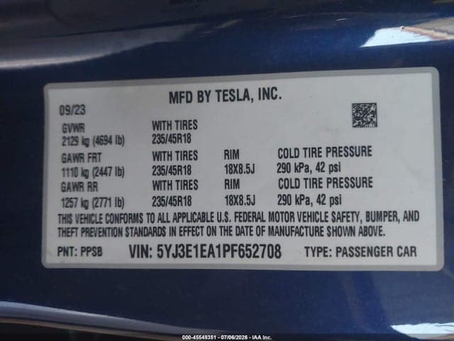 2023 TESLA MODEL 3 REAR-WHEEL DRIVE 9