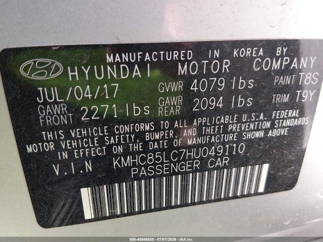 2017 HYUNDAI IONIQ HYBRID LIMITED 9