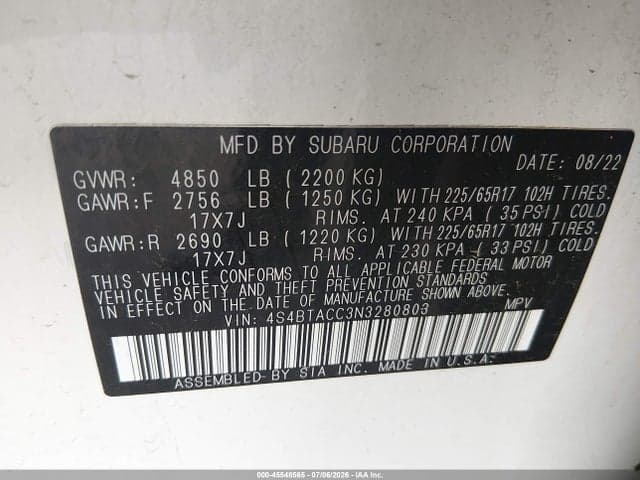 2022 SUBARU OUTBACK PREMIUM 9