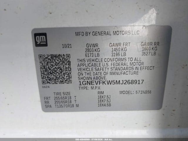 2021 CHEVROLET TRAVERSE AWD LS 9