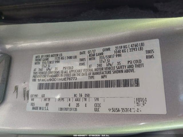 2017 FORD ESCAPE SE 9