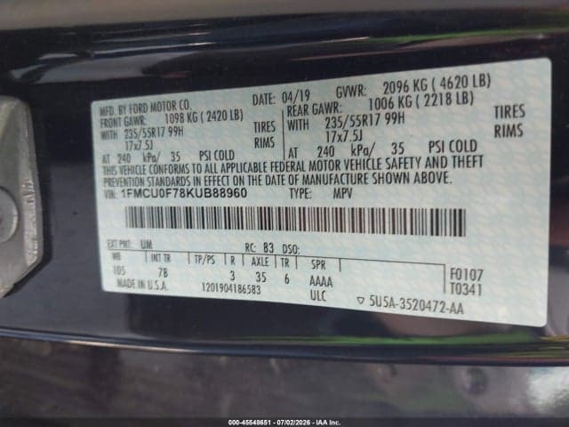 2019 FORD ESCAPE S 9