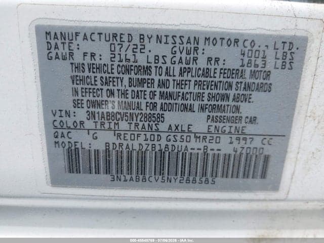 2022 NISSAN SENTRA SV XTRONIC CVT 9
