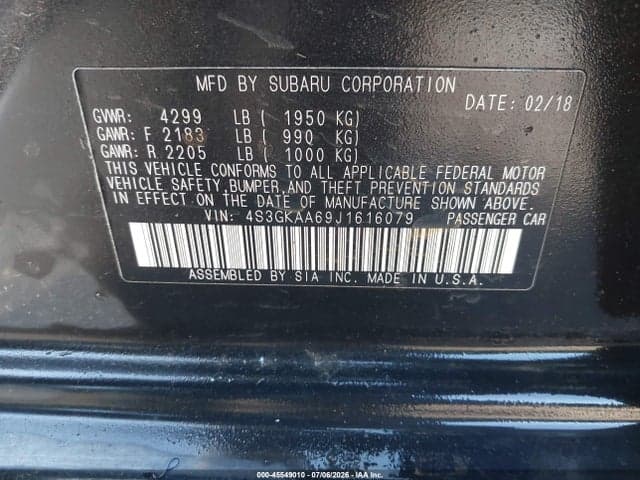 2018 SUBARU IMPREZA 2.0I 9