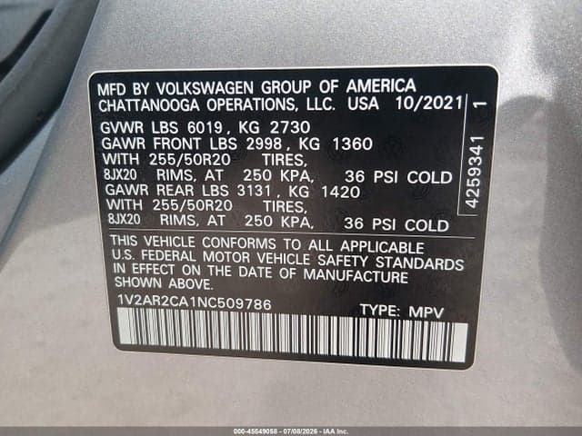 2022 VOLKSWAGEN ATLAS 3.6L V6 SEL R-LINE 9