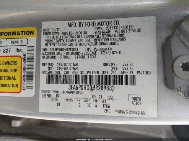 2017 FORD FUSION SE 9