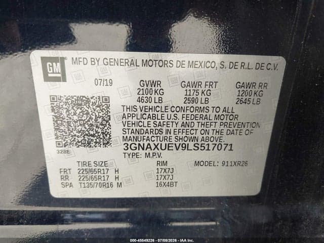 2020 CHEVROLET EQUINOX AWD LT 1.5L TURBO 9