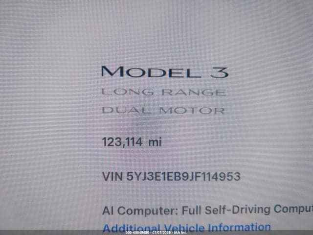 2018 TESLA MODEL 3 LONG RANGE/PERFORMANCE 7