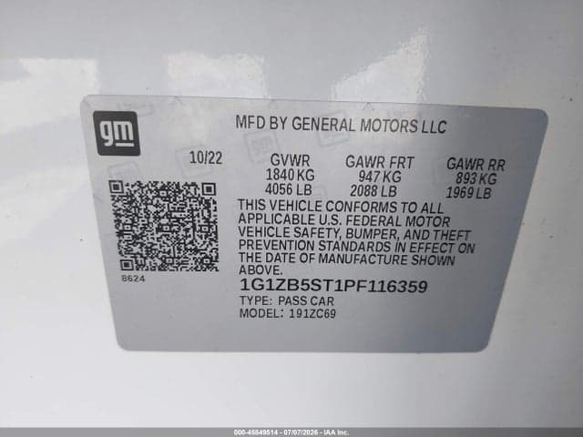 2023 CHEVROLET MALIBU FWD LS 9