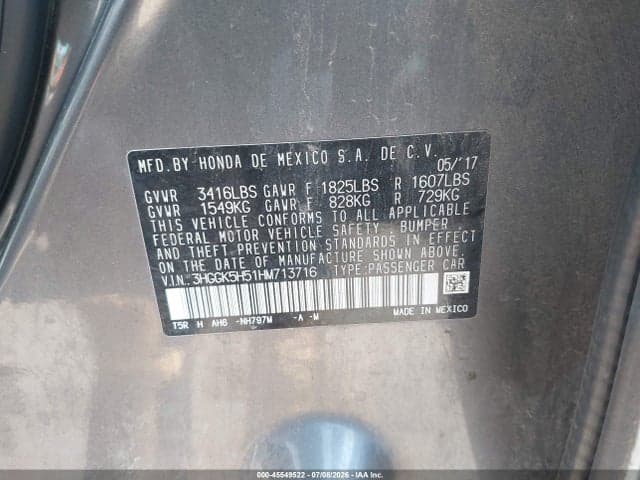 2017 HONDA FIT LX 9