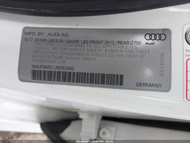 2018 AUDI A6 2.0T PREMIUM/2.0T SPORT 9
