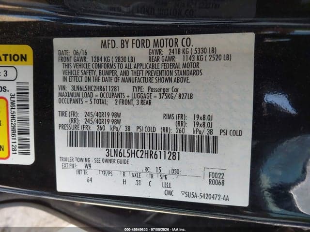 2017 LINCOLN MKZ BLACK LABEL 9