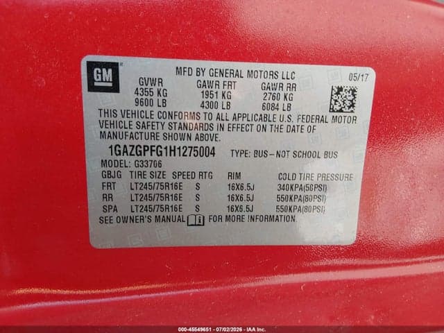 2017 CHEVROLET EXPRESS 3500 LT 9