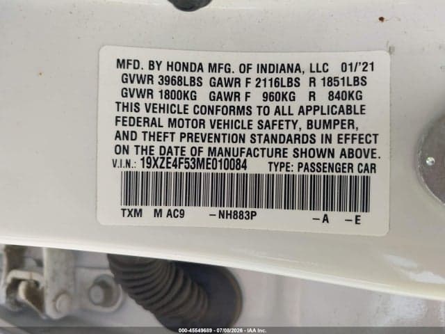 2021 HONDA INSIGHT EX 9