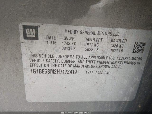 2017 CHEVROLET CRUZE LT AUTO 9