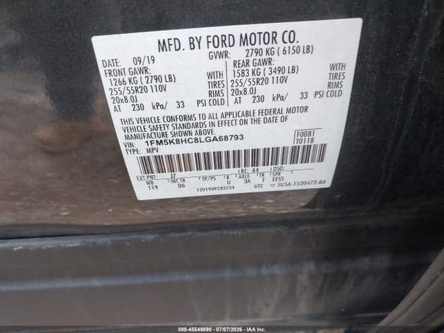 2020 FORD EXPLORER PLATINUM 9
