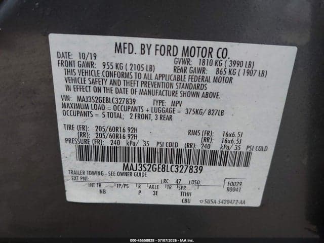 2020 FORD ECOSPORT SE 9