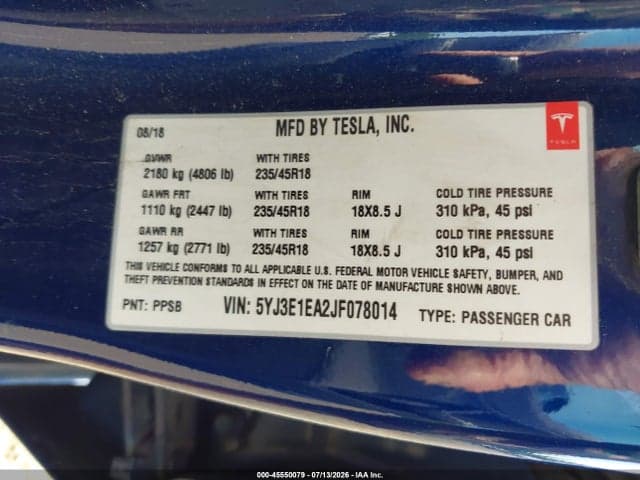 2018 TESLA MODEL 3 LONG RANGE/MID RANGE 9