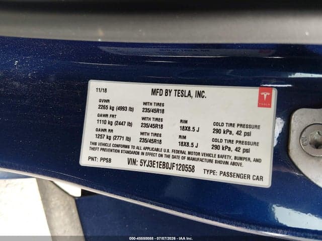 2018 TESLA MODEL 3 LONG RANGE/PERFORMANCE 9