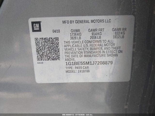 2018 CHEVROLET CRUZE LT AUTO 9